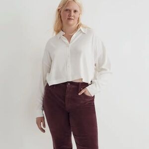 Madewell Lusterweave Hartfield Crop Shirt Size Medium